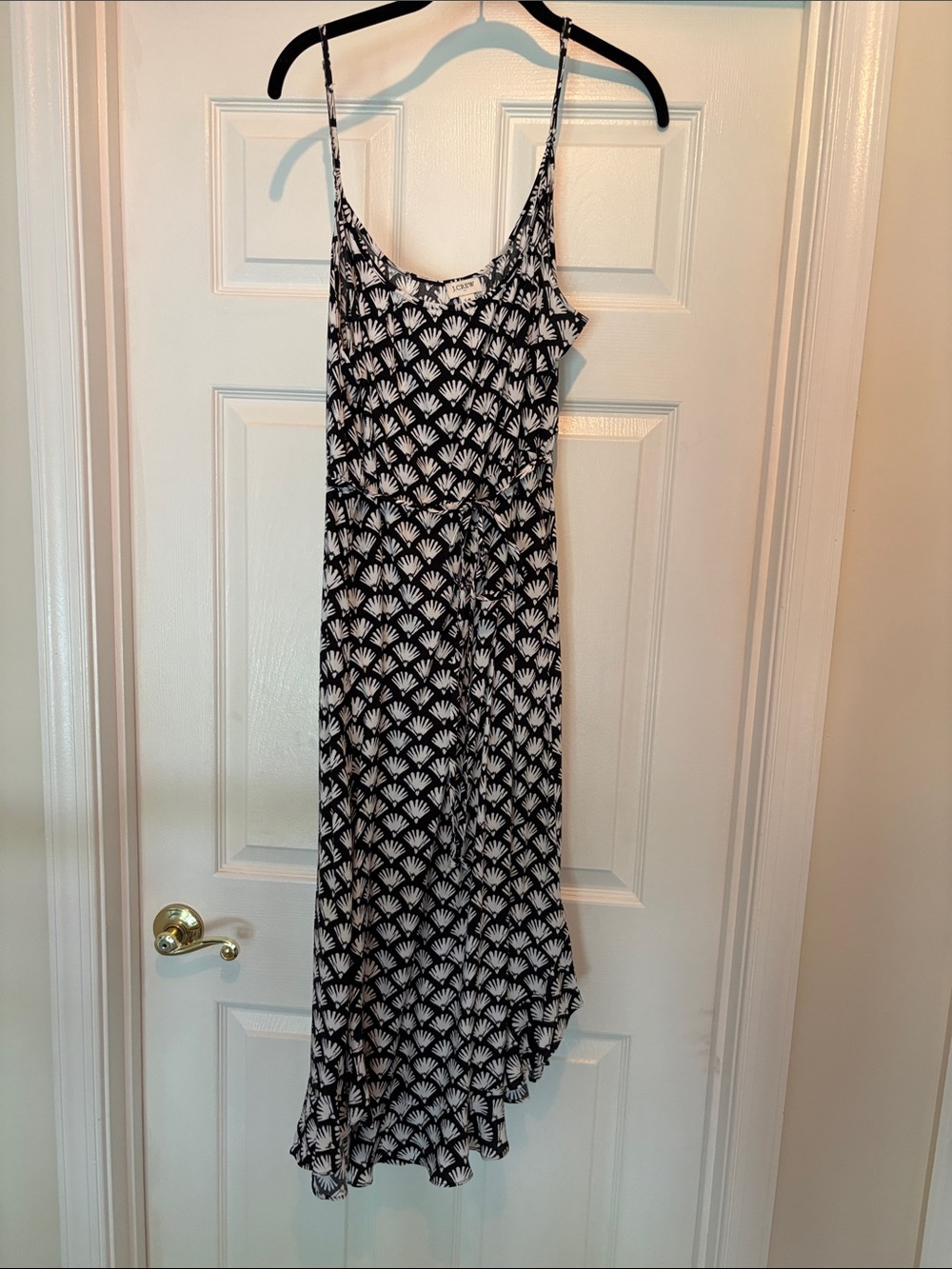 J. Crew Black & White Printed Spaghetti-Strap Maxi Dress